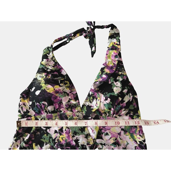 Love your Assets SARAH Blakely Halter Tie Tankini Swim Top Size Small Floral - Picture 12 of 13